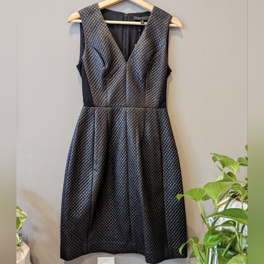 NWT Black BCBG Max Azria Faux Leather Fit and Flare Dress Sz 2
